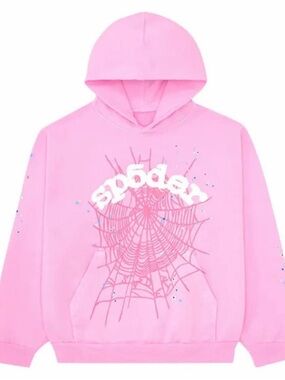 Pink Spider Web Graphic Hoodie - Unbranded